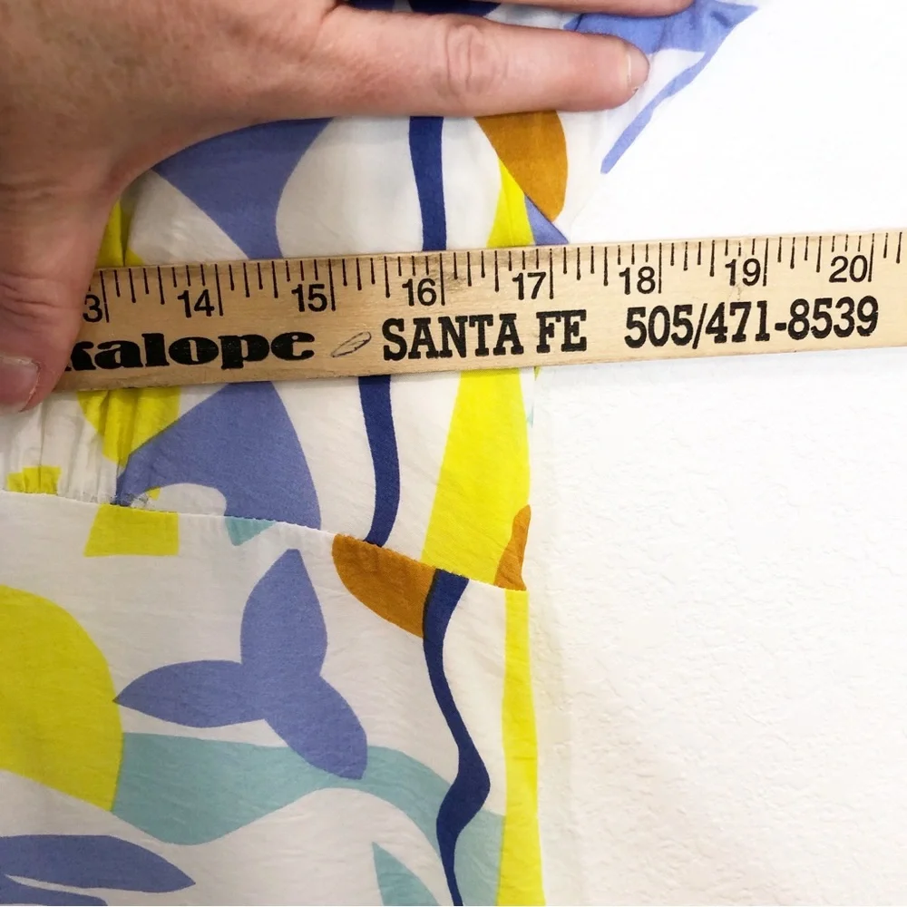 Molly Bracken Printed Maxi Dress V-Neck Ruffle White Size Medium Lili Sidonio - Picture 14 of 15